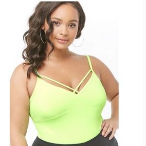 Plus size neon green bodysuit .